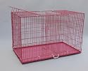 Brand New Pink 42" Triple-Door Suitcase Style Folding Metal Dog Crate with Metal Pan - 42"(l) x 27"(w) x 30"(h)