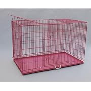 Triple Door Folding Metal Dog Crate with Metal Pan