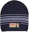 KISS - Logo - Black and Gray Striped Beanie Hat - OSFA