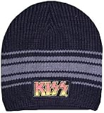 KISS - Logo - Black and Gray Striped Beanie Hat - OSFA