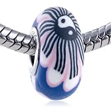 Pugster Pandora Style Bead Yin Yang Blue European Charm Bead Fits Pandora Bracelet
