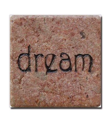 Dream Inspirational Magnet- Stone Magnet- Elegant Magnets for displaying Wedding Invitations from Friends and Families - Powerful reminders for Children and Parents to have Faith, Hope, Be Inspiring to others, and Make a Better World- 1.5 inches by 1.5 inches- Perfect size- collect all 8- Imagine- Hope- Faith- Peace- Believe- Dream- Love- Laugh