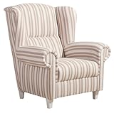 Max Winzer 65271100 Merle Ohrenbackensessel Baumwollgewebe mit beigen Streifen