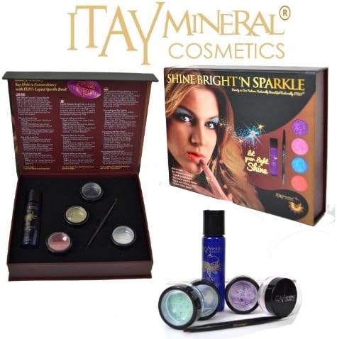 Itay Mineral Cosmetics Glitters" Shine Bright'n Sparkle kit Topaz with Glitter "Glue" blink green, sky, violet and shine Get Ready for Hallween Pary