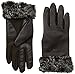 Isotoner Women's Smartouch Stretch Leather Glove with Faux Fur Spill Fleece Lined