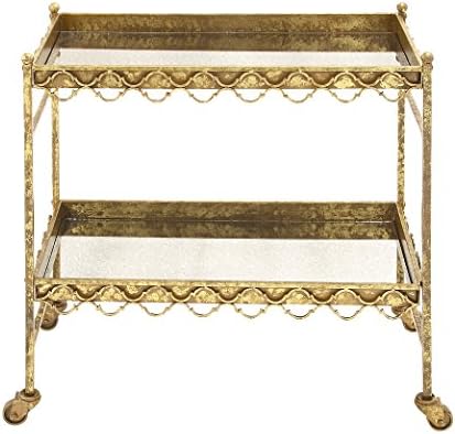 Well Designed and Polished Metal Glass Tea Cart