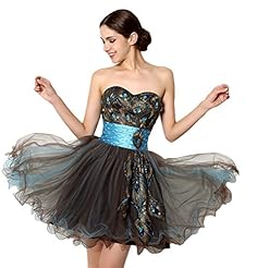 Organza Sweetheart Lace-Up Crystal Feathers  Beaded Short Homecoming Dress  With Ruffles