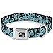 Buckle-Down Seatbelt Buckle Dog Collar - Skulls Stacked Weathered Black/Teal - 1.5