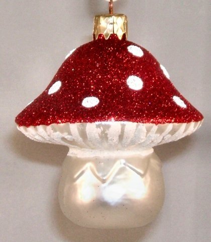 Mushroom German Glass Christmas Ornament