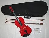 RUGERI RV100RD SOLID WOOD 1/4 SIZE RED VIOLIN WITH CASE + 2 BOWS + 2 SETS OF STRINGS + ROSIN