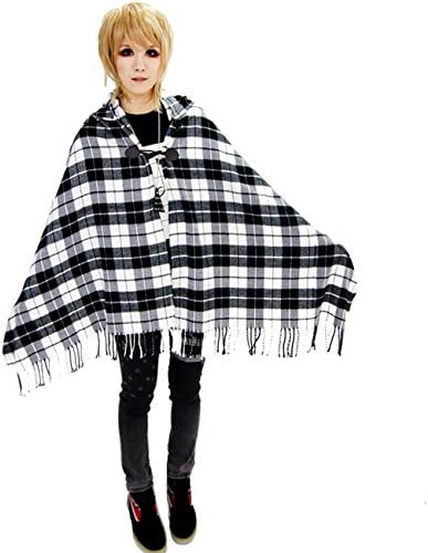 Bloodycat Women's Contemporary Tartan Check Toggle Poncho XS-XL White