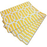 Quirky Cool Cork Back Designer Placemats, 4pc Set, Yellow