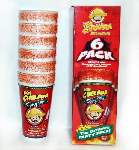 6-Pack Don Chelada Spicy Mix 24oz cups Michelada Mix Each w/Real Roaster Peppers