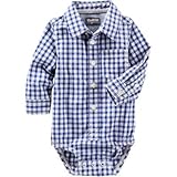 オシュコシュ OSHKOSH/ プラッドボタンフロントボディスーツ プラッド ロンパース長袖 9ヶ月【並行輸入】