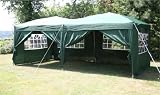 6.0x3.0mtr Green Pop Up Gazebo, FULLY WATERPROOF with Six Side Panels and Carrybag