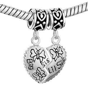 Pugster Big Sis & Lil Butterfly Heart Dangle Beads Gifts For Sister 925 Sterling Silver Jewelry Beads Fit Pandora Charm Bracelet