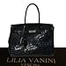 Lilia Vanini Birkin II Croc Patent Leather Flap Tote - Black