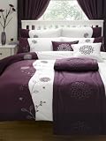 Matching Bedrooms Premium Range Double Size Luxury Embellished & Embroidered Duvet Quilt Cover Bedding Set Burgundy