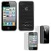 GTMax Durable Transparent Black Diamond Soft Gel Skin Cover Case + Clear front and back Protector Film for Apple iPhone 4 4G 16GB / 32GB 4th Generation
