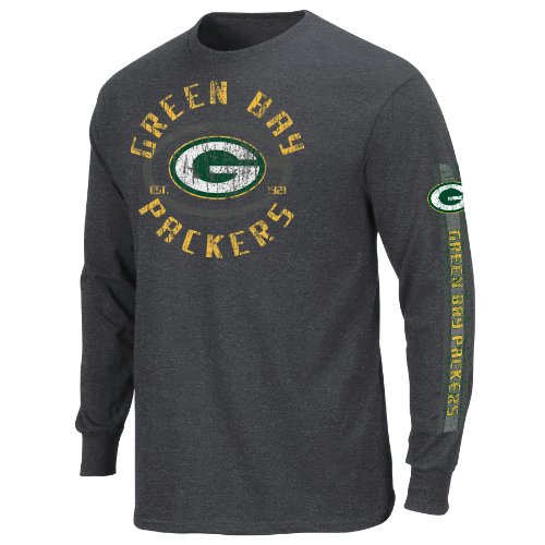 NFL Men's Green Bay Packers Gridiron Tough III Long Sleeve Basic Tee (Dark Heather Grey, X-Large)