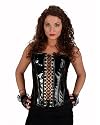 Victorian Vintage Gorgeous Strapless Black PVC Vinyl Steel Boned Back Lacing Overbust Corset LVG9047