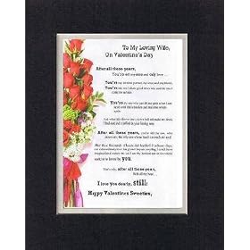 Touching and Heartfelt Poem for Loving Partners - To My Loving Wife On Valentine's Day Poem on 11 x 14 inches Double Beveled Matting