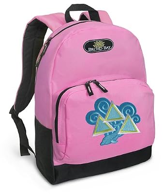 Tri Delta Dolphin Design Backpack Pink Tri Delta for Travel, Daypack CUTE School Bags Best Unique Cute Gifts for Girls, Students Ladies -