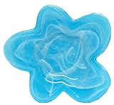 Colorful Recycled Art Glass Aqua Blue Medium Amoeba Plate 13"D