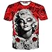 FaPlus Men's Fashion 3D Creative Graffiti Print Red Lady Style T-Shirts M