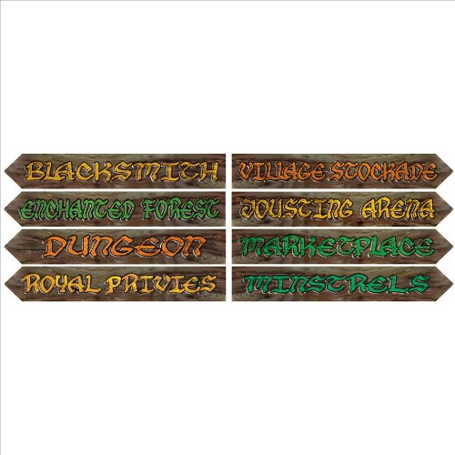 Beistle 54370 4-Pack Medieval Street Sign Cutouts, 4-Inch by 24-Inch