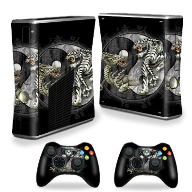 Protective Vinyl Skin Decal Cover for Microsoft Xbox 360 S Slim + 2 Controller Skins Sticker Skins Yin And Yang