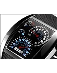 RPM Turbo Dial Blue White Flash LED Watch Gift Mens Lady Sports Car Meter Dial