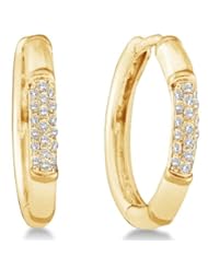 0.15 cttw. Diamond Earrings Ladies Cluster Hoops 14K White Gold