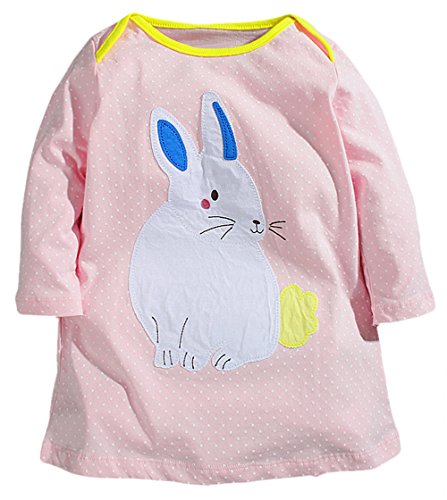 Fiream Little Girls Cotton Long Sleeve Cartoon Pattern Dress