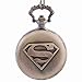 Topearl Superman The Man of Steel Superhero Quartz Pocket Watch Chain Value Quality Bronze