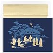 Gold Nativity On Blue Religious Christmas Cards -