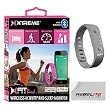 Xfit Wireless Bluetooth Activity / Fitness Tracker With Sleep Monitor - Includes 1 Colored Band in Total Works for Iphone 6, 6 Plus, 5s, 5c, 5, 4s, Samsung Galaxy S5, S4, S3, Note 2, Tab 4, Ipad 3, Ipad Air, Mini, Ipad, Ipad Retina, Ipad Touch Gen 5 or newer - Gray