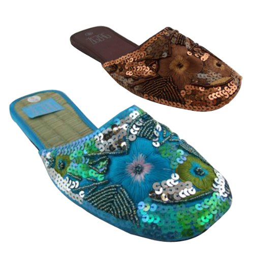 Ladies Flip Flop Sandals Sequin Flat Mules Womens 3-8