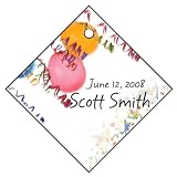 Baby Keepsake: Festive Streamers And Ballons Theme Diamond Shaped Personalized Thank (Set of 36)