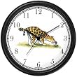 Leopard Smelling Flower Cartoon - JP Animal Wall Clock by WatchBuddy Timepieces (White Frame)