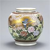 九谷焼 10号花瓶 本金花鳥 【陶器,花器,フラワーベース】