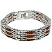 Stainless Steel Bracelet with orange and black rubber - Length: 8.5"/Width: 14mm