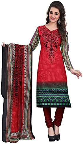 Lookslady Designer Women's dress Red Color Not Stitched Salwar Kameez Suit Set