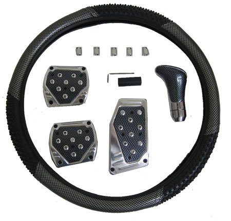 Carbon Fiber Steering Wheel Cover Pedals Shift Knob - M
