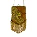 Victorian Pouch Brown Rose Fringe Beaded / Embellished Bag / Purse