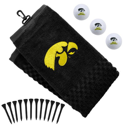 Iowa Hawkeyes Embroidered Golf Towel, Golf Balls Tees Gift Set