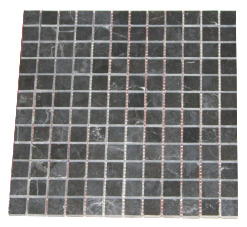 1×1 Toros Black Marble Glossy Mosiac Sheets for Backsplash, Shower Walls, Bathroom Floors
