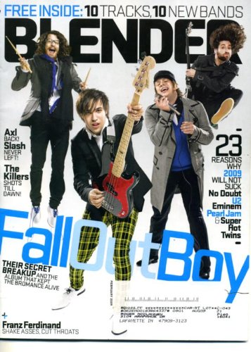 Blender February 2009 Fall-Out Boy Cover, Usher, Franz Ferdinand, Electrik Red, The Killers, Slash of Guns N' Roses, Axl Rose