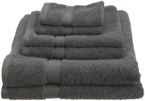 Amazon Brand – Pinzon 6 Piece Blended Egyptian Cotton Bath Towel Set - Grey, 56"L x 30"W