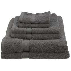 Pike Street 100-Percent Egyptian Cotton 725-Gram 6-Piece Towel Set, Gray